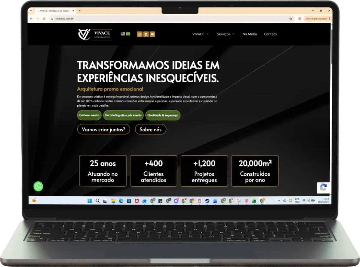 Site de Vivace desenvolvido pela Lambda BR